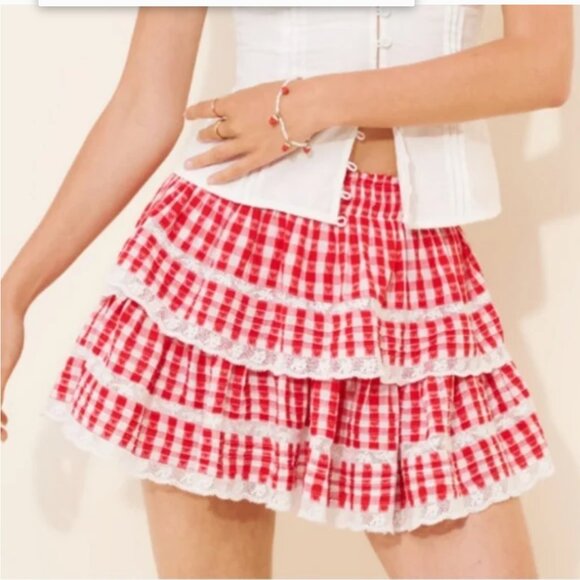 LoveSnackFancy Anthropologie Mini Ruffled Tiered Skirt size M - Picture 1 of 7